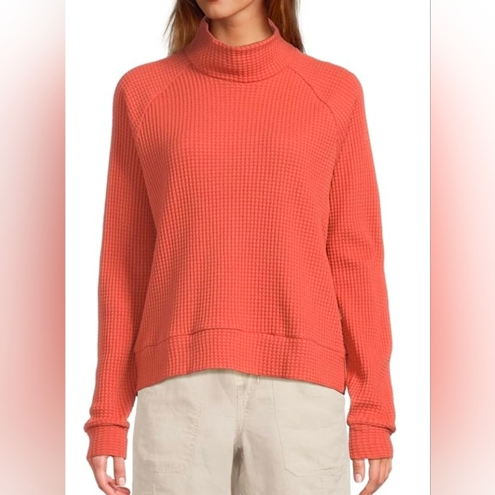 The North Face Long Sleeve Mock Neck Chabot Thermal 100% Cotton XL Coral